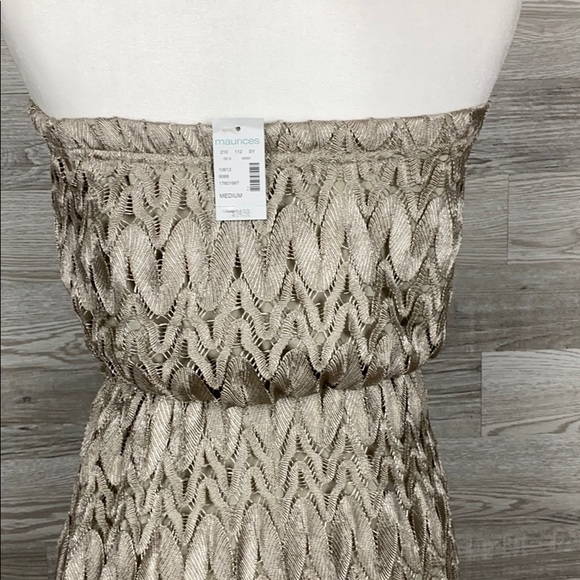 NWT Studio Y Silver Tan StrapLess Dress - Picture 5 of 7